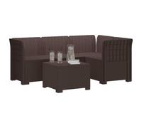 vidaXL Sofá de Jardín para 4 Personas con Diseño de Rattan PP Marrón, Sofá de Jardín Moderno, Resistente a Rayos UV, Ideal para Balcón, Veranda y Relajación al Aire Libre
