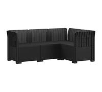 vidaXL Sofá de Jardín para 4 Personas Estilo Rattan PP Gris Antracita, Conjunto de Sofás de Jardín, Estilo Moderno en Ratan, Resistente a la Intemperie, Protegido UV, Relajarse