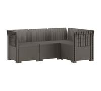 vidaXL Sofá de Jardín para 4 Personas Estilo Rattan PP Gris Claro, Conjunto de Sofás de Jardín, Estilo Moderno en Ratan, Resistente a la Intemperie, Protegido UV, Relajarse