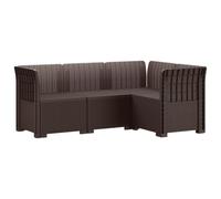 vidaXL Sofá de Jardín para 4 Personas Estilo Rattan PP Marrón, Conjunto de Sofás de Jardín, Estilo Moderno en Ratan, Resistente a la Intemperie, Protegido UV, Relajarse