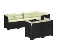 vidaXL Sofá de Jardín para 7 Personas con Cojines Estilo Ratan PP, Sofá de Jardín Moderno, Resistente a la Intemperie, Ergonomía para Patio, Sección Estilo Ratan