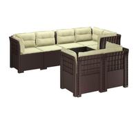 vidaXL Sofá de Jardín para 7 Personas con Cojines Estilo Ratan PP, Sofá de Jardín Moderno, Resistente a la Intemperie, Ergonomía para Patio, Sección Estilo Ratan