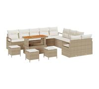 vidaXL Sofá de Jardín para Cuatro Personas con Cojines | Sofá de Rattan Beige para Exterior, Bonito y Resistente para Patios y Jardines, Ideal para Relajarse con Familia y Amigos, Mueble de Patio Rec