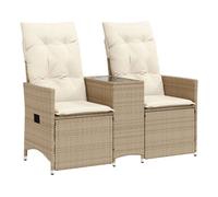 Vidaxl sofá de jardín reclinable de 2 plazas con mesa ratán pe beige