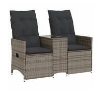 Vidaxl sofá de jardín reclinable de 2 plazas con mesa ratán pe gris