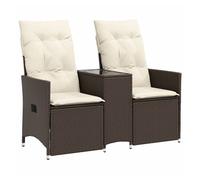 Vidaxl sofá de jardín reclinable de 2 plazas con mesa ratán pe marrón