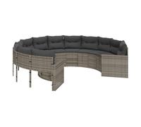 Vidaxl sofá de jardín redondo con cojines ratán sintético gris