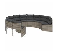 Vidaxl sofá de jardín redondo con cojines ratán sintético gris