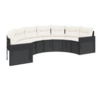 vidaXL Sofá de jardín semicircular con Cojines ratán sintético Negro, sofá de Exterior, sofá al Aire Libre, sofá de Forma semicircular
