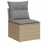 vidaXL Sofá de jardín sin reposabrazos con Cojines ratán PE Beige