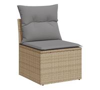 Vidaxl sofá de jardín sin reposabrazos con cojines ratán pe beige