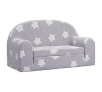 vidaXL Sofá de niños de 2 plazas Felpa Suave Gris Claro con Estrellas