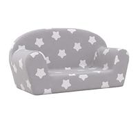 vidaXL Sofá de niños de 2 plazas Felpa Suave Gris Claro con Estrellas