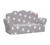 vidaXL Sofá de niños de 2 plazas Felpa Suave Gris Claro con Estrellas