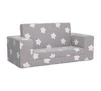 vidaXL Sofá de niños de 2 plazas Felpa Suave Gris Claro con Estrellas