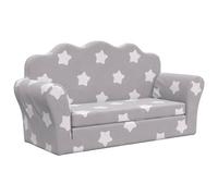 vidaXL Sofá de niños de 2 plazas Felpa Suave Gris Claro con Estrellas