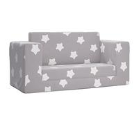 vidaXL Sofá de Niños de 2 Plazas, Sillón con Respaldo Reposabrazos, Mini Sofá Infantil, Asiento para Dormitorio, Felpa Suave Gris Claro con Estrellas