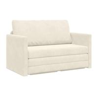 vidaXL Sofá de Piso 2 en 1 Crema Terciopelo Diseño Moderno Asientos Cómodos Acomoda a 3 Personas Ideal para Sala de Estar Lounge Mantenimiento Fácil Muebles Convertibles Que Ahorra Espacio