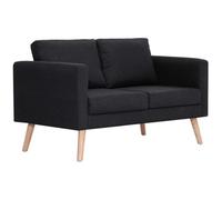 vidaXL Sofá de Tela 2 Plazas Negro Asiento Taburete Sillón Silla Taburete Banco Banquillo Mueble Mobiliario Salón Comedor Cocina Hogar