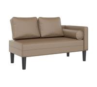 vidaXL Sofá diván Chaise Longue con cojines, cuero sintético capuchino