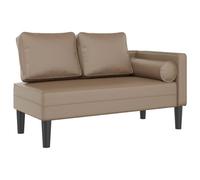 vidaXL Sofá diván Chaise Longue con cojines, cuero sintético capuchino