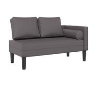 vidaXL Sofá diván con Cojines Cuero sintético Gris, Chaise Longue Silla, sofá Chaise Longue, sofá tapizado, Tumbona, Tumbona, sofá de salón