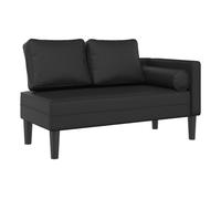 Sofá Chaise Longue vidaXL Negro, Cuero sintético, 116.5 x 62 x 57.5 cm