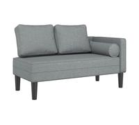 vidaXL Sofá chaise longue con cojines tapizado en tela gris claro