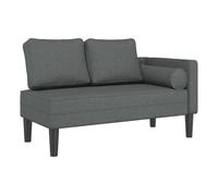 vidaXL Sofá chaise longue tela poliéster Gris oscuro 116.5x62x57.5 cm con cojines