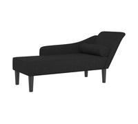 VidaXL Sofá Diván con Cojines, Chaise Longue, Tela Negra, Tapizado, Tumbona de Salón y Dormitorio