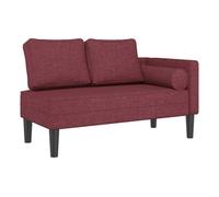 Vidaxl sofá diván con cojines tela rojo tinto