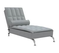 vidaXL Sofá diván de Masaje con cojín de Tela Gris Claro, sofá Tumbona, Tumbona Moderna, diván Moderno, sofás Tumbona, Tumbona de Dormitorio