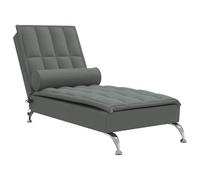 vidaXL Sofá diván de Masaje con cojín de Tela Gris Oscuro, sofá Tumbona, Tumbona Moderna, diván Moderno, sofás Tumbona, Tumbona de Dormitorio