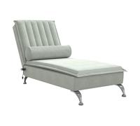 Vidaxl sofá diván de masaje con cojín de terciopelo gris claro