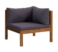 Vidaxl sofá esquina seccional cojines gris oscuro madera maciza acacia