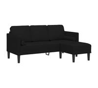 vidaXL Sofá Esquinero de 3 Plazas Negro 160 cm de Tela