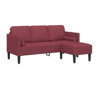vidaXL Sofá esquinero de 3 plazas Rojo Vino 160 cm Tela