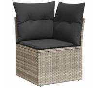 vidaXL Sofá Esquinero de Jardín con Cojines, Sillón de Esquina, Sofá Modular de Exterior, Asiento para Patio Terraza, Ratán Sintético Gris Claro