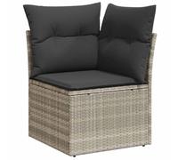 vidaXL Sofá Esquinero de Jardín con Cojines, Sillón de Esquina, Sofá Modular de Exterior, Asiento para Patio Terraza, Ratán Sintético Gris Claro