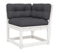 Vidaxl sofá esquinero jardín y cojines madera pino blanco 73x73x78 cm