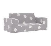 vidaXL Sofá Infantil de 2 plazas Gris Claro con Estrellas Felpa Suave
