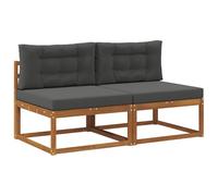 vidaXL Sofá intermedio de Exterior con cojín 2 Pieza Natural, Muebles Modernos para jardín y balcón, diseño Modular al Aire Libre, seccional Duradero y Flexible.