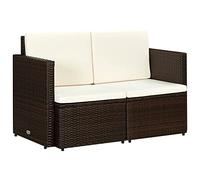 vidaXL Sofá Jardín 2 Plazas Ratán Sintético Marrón Crema Sillón Exterior Patio