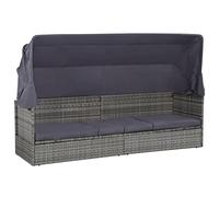 Cama De Jardín Con Toldo 205x62 Cm Ratán Sintético Gris Vidaxl