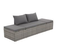 vidaXL Sofá Jardín Ratán Sintético Acero Cojines Gris Tumbona Ajustable Patio