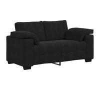 vidaXL Sofá biplaza Loveseat terciopelo negro 120 cm, marco metálico, 2 cojines