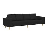 vidaXL Sofá Moderno en Tela Negra, versátil y Transpirable, de 250 x 188 x 76 cm. Tiene un Acabado Mate y Patas en ángulo. Este sofá es de 4 plazas, con reposabrazos Planos, Sala de Estar