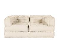 vidaXL Puf Modular Pack de 2 en Tela Crema | Sofá de Piso versátil con Relleno de algodón ecológico, Ideal para Interiores y Exteriores. Medidas: 70 x 54 cm. Cojín Moderno para Muebles de jardín.