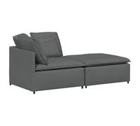 vidaXL Sofá Modular con reposapiés y Cojines de Tela Gris Oscuro