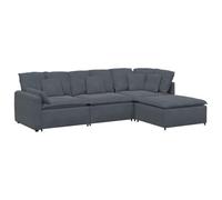 vidaXL Sofá Modular con reposapiés y Cojines en Terciopelo Gris Oscuro